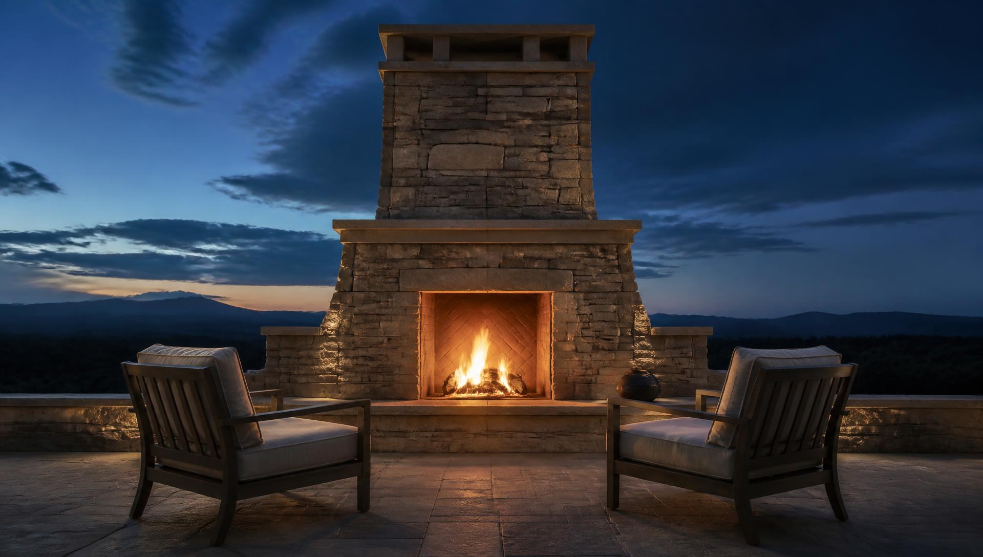 Fireplace — Stone, fire, and the reason people stay out late.